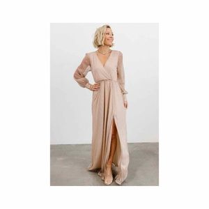 Baltic Born Abigail Sparkle Gown XXXL Champagne Bridesmaid Dress Long Sleeve